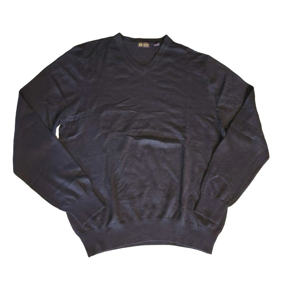 IZOD Mens‎ Purple V-Neck Pullover Sweater Long Sleeve Knit Classic Basics L